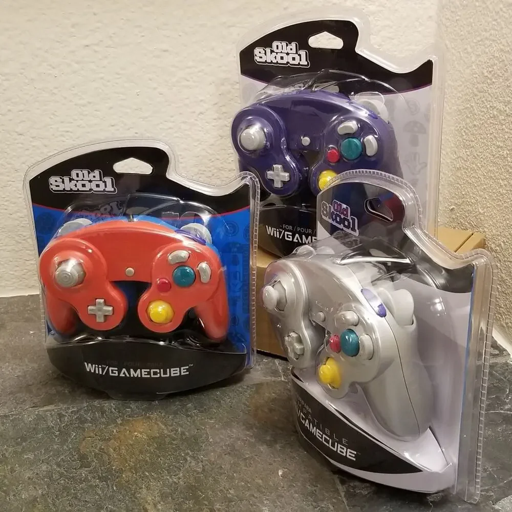 3 Gamecube Controllers - 3 Colors Bundle (NEW) - Red Silver Purple - Nintendo